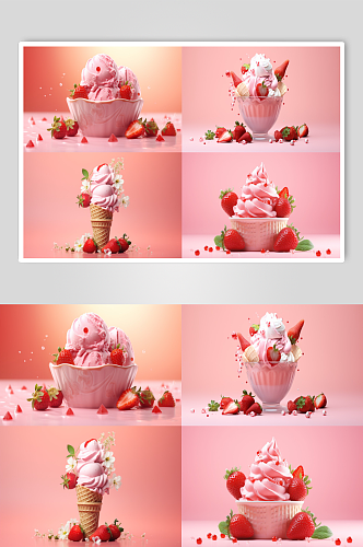 杯子中美味的草莓冰激凌