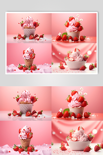 数字艺术草莓冰激凌
