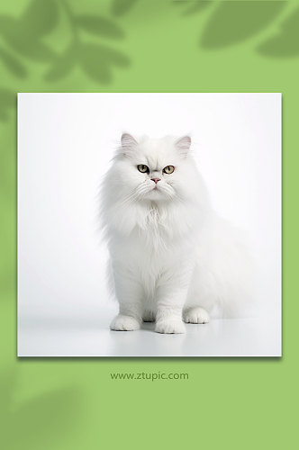 数字艺术可爱的白色毛发的小猫