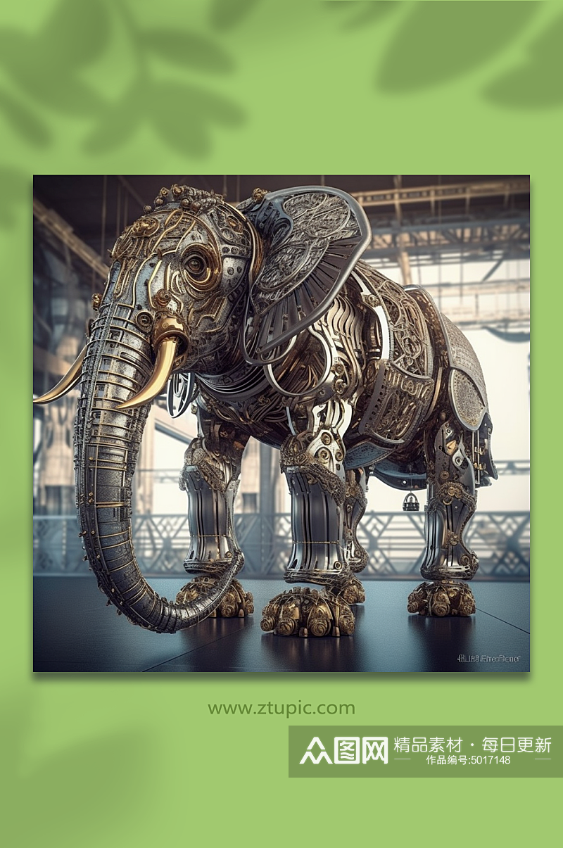 AI数字艺术机械大象动物形象素材