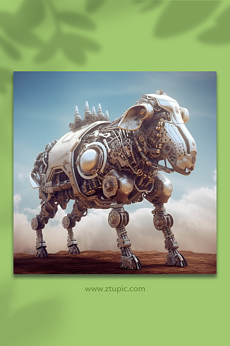 AI数字艺术机械牛动物形象
