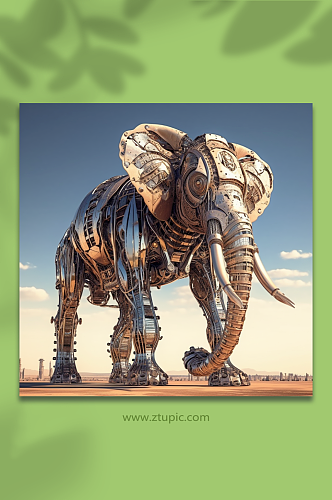 AI数字艺术机械大象动物形象