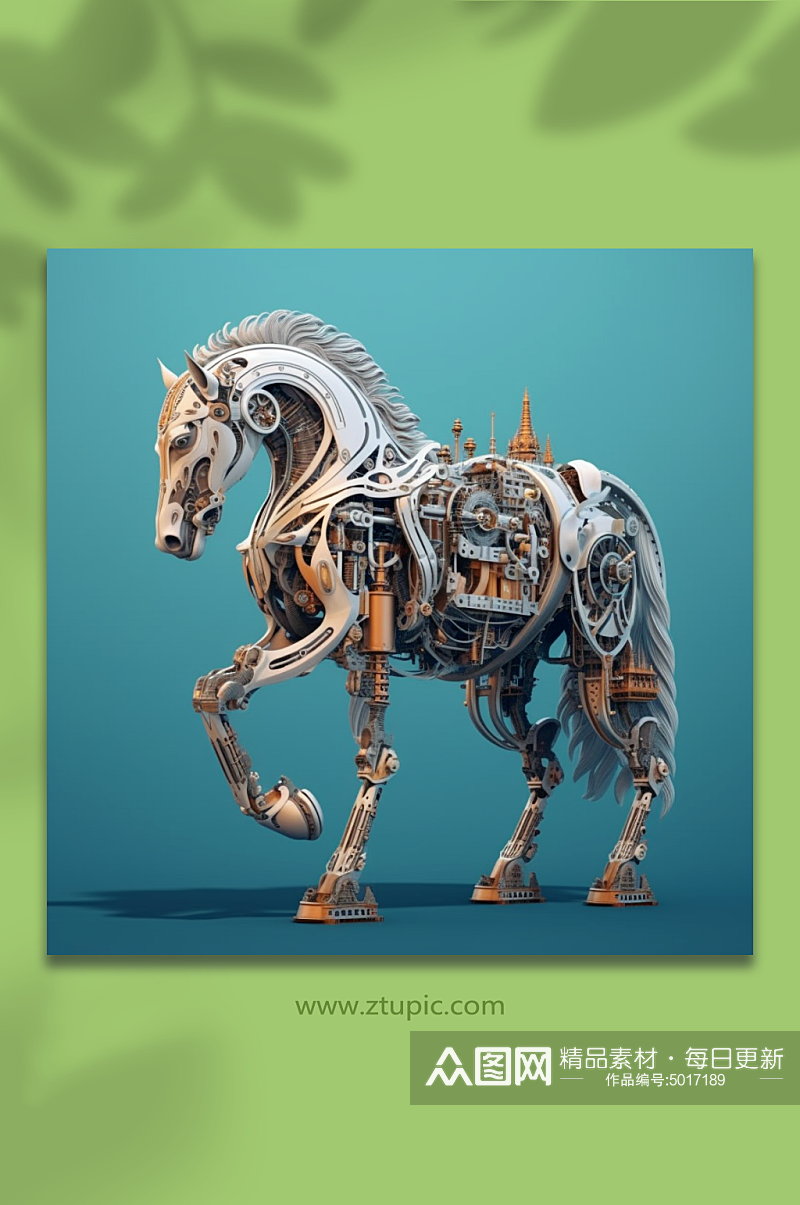 AI数字艺术机械马动物形象素材