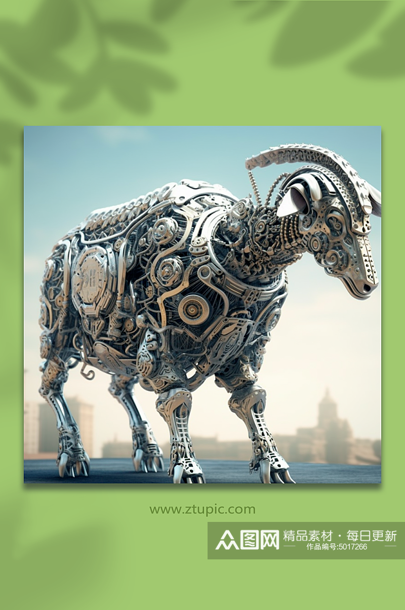 AI数字艺术机械羊动物形象素材