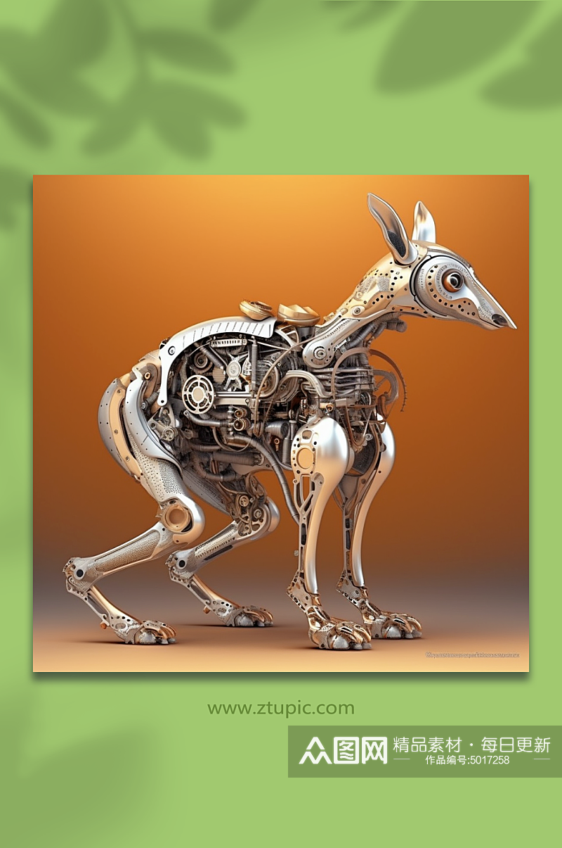 AI数字艺术机械袋鼠动物形象素材