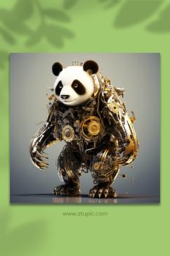 AI数字艺术机械熊猫动物形象