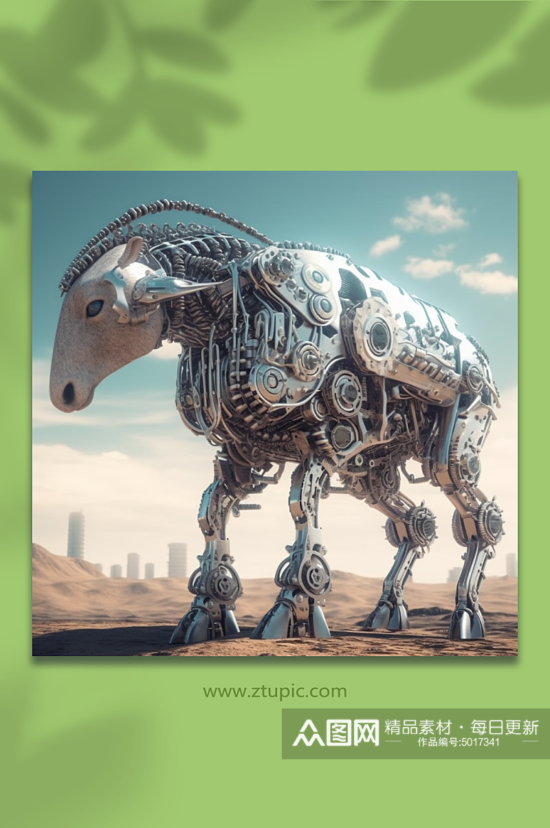 AI数字艺术机械羊动物形象素材