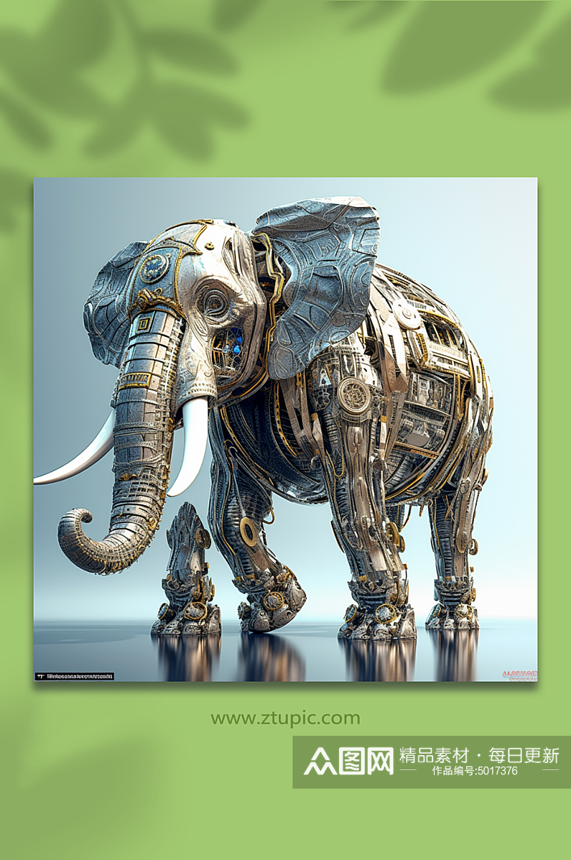 AI数字艺术机械大象形象素材