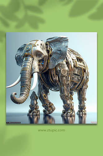 AI数字艺术机械大象形象