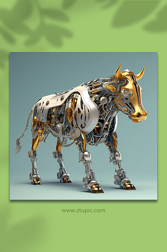 AI数字艺术机械牛动物