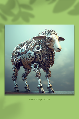 AI数字艺术机械羊动物