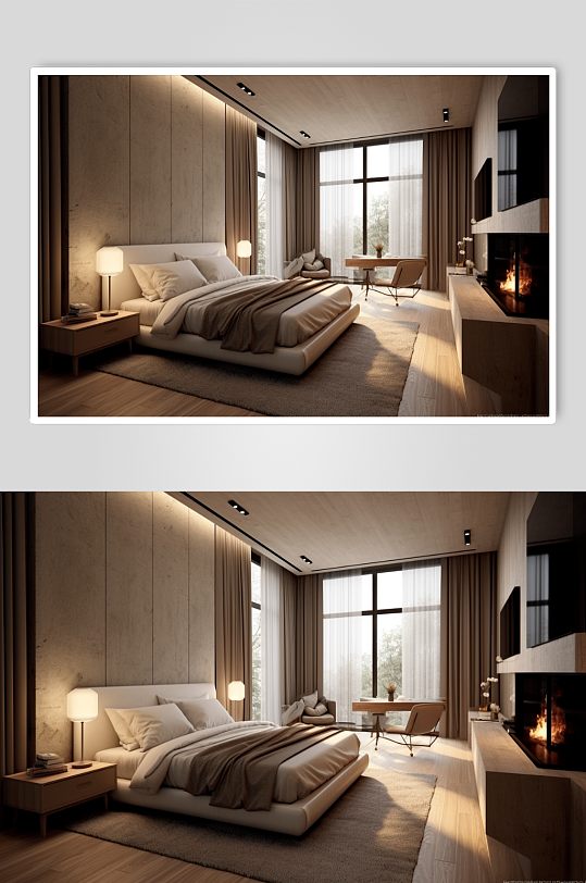 AI数字艺术现代化卧室风格