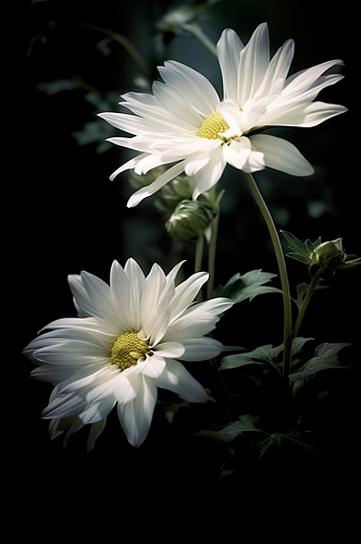 AI数字艺术美丽的白色花朵