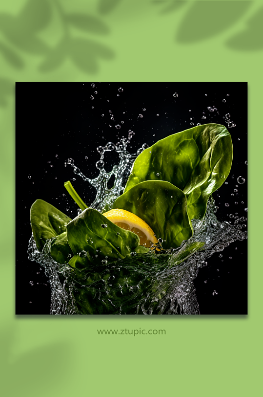 AI数字艺术蔬菜水果柠檬摄影图