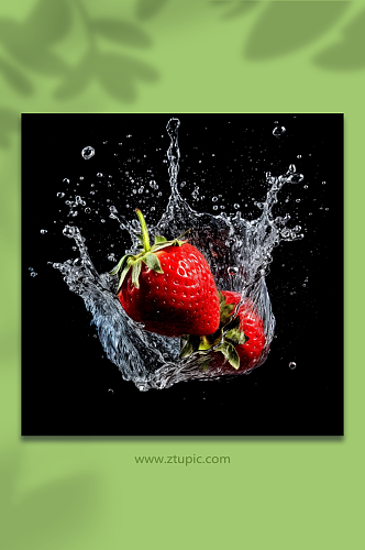 AI数字艺术水里的草莓水果