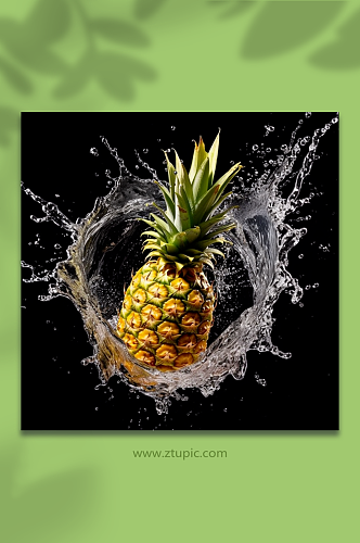 AI数字艺术水里的菠萝水果