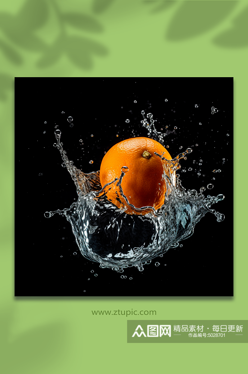 AI数字艺术水里的新鲜橘子素材