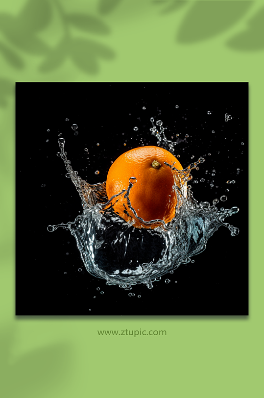 AI数字艺术水里的新鲜橘子