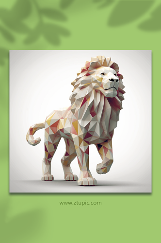 AI数字艺术晶格化狮子动物形象