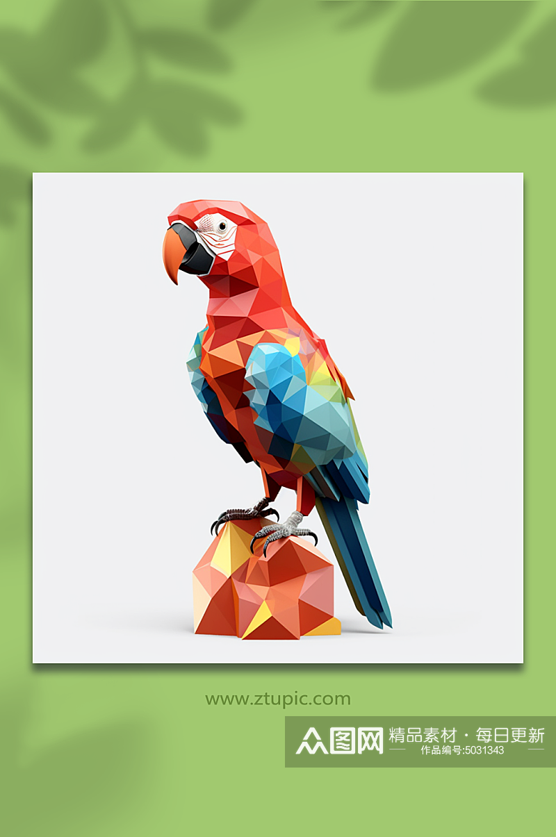 AI数字艺术晶格化鹦鹉动物形象素材