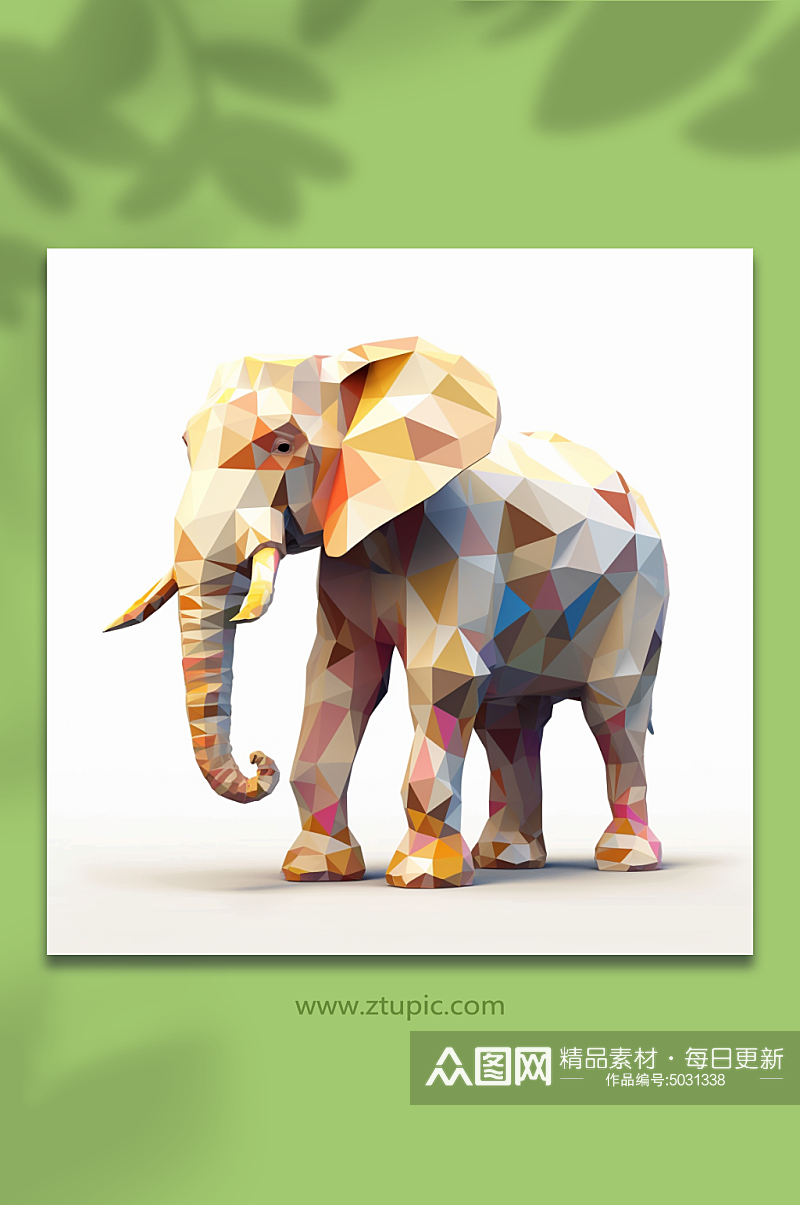 AI数字艺术晶格化大象动物形象素材