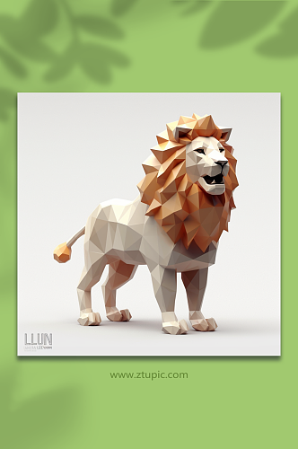 AI数字艺术晶格化狮子动物形象