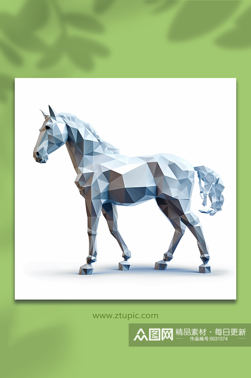 AI数字艺术晶格化马动物形象素材