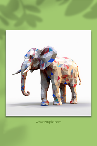 AI数字艺术晶格化大象动物形象