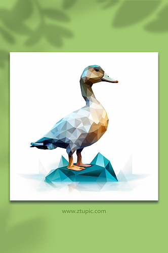 AI数字艺术晶格化鸭子动物形象