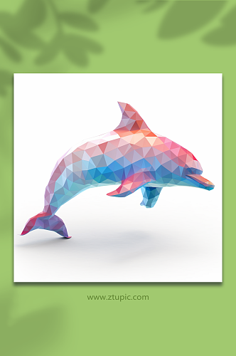 AI数字艺术晶格化海豚动物形象