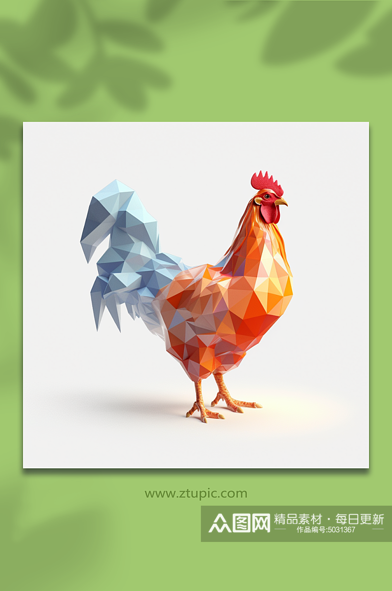 AI数字艺术晶格化鸡动物形象素材