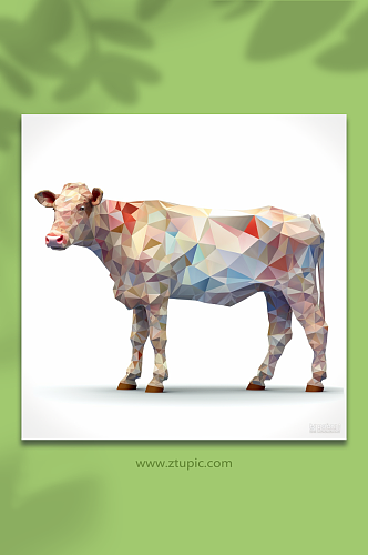 AI数字艺术晶格化牛动物形象