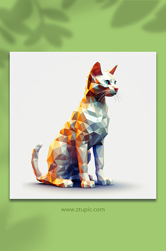 AI数字艺术晶格化猫动物形象
