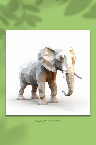 AI数字艺术晶格化大象动物形象