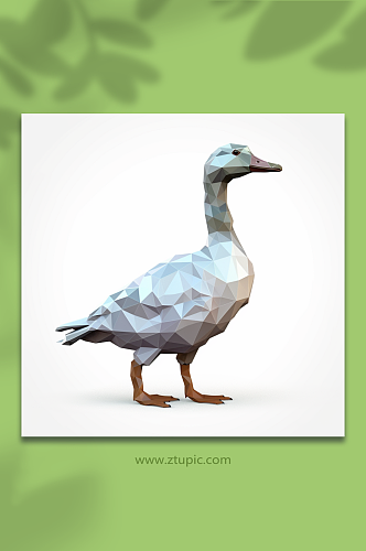AI数字艺术晶格化鸭子动物形象