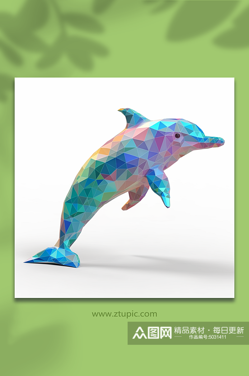 AI数字艺术晶格化海豚动物形象素材