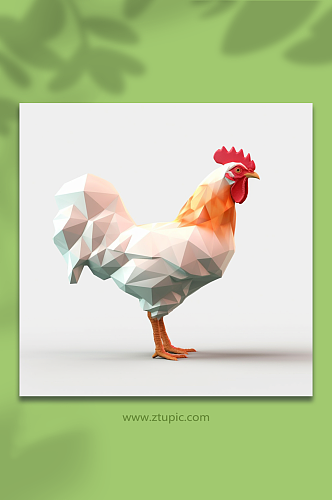 AI数字艺术晶格化鸡动物形象