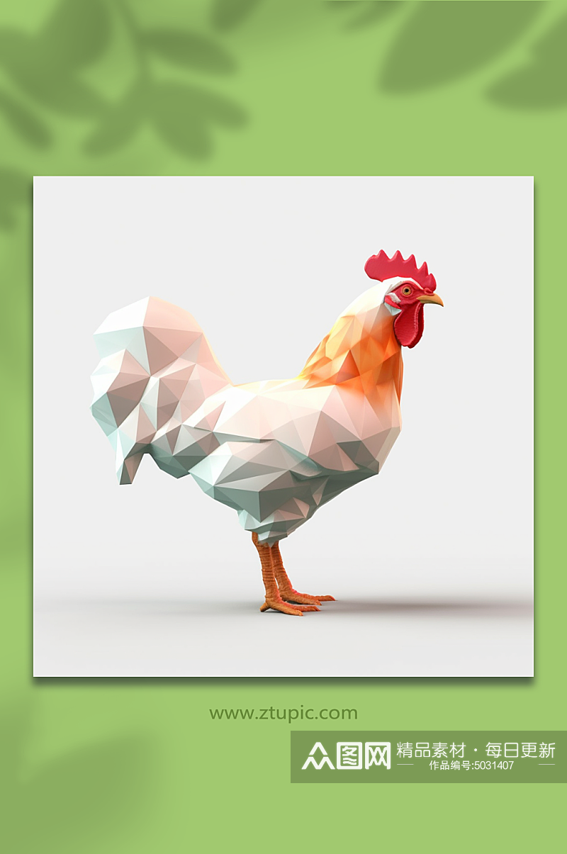 AI数字艺术晶格化鸡动物形象素材