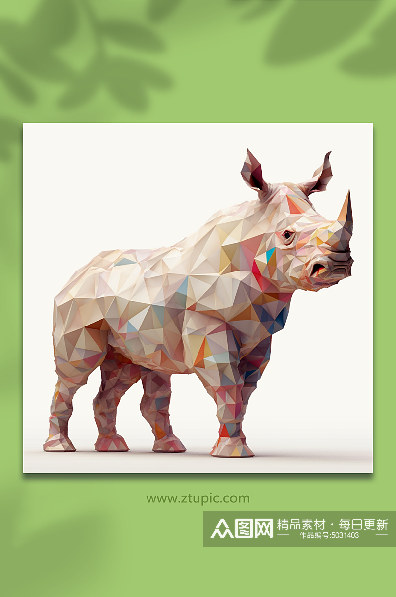 AI数字艺术晶格化犀牛动物形象素材