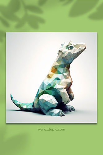 AI数字艺术晶格化鳄鱼动物形象