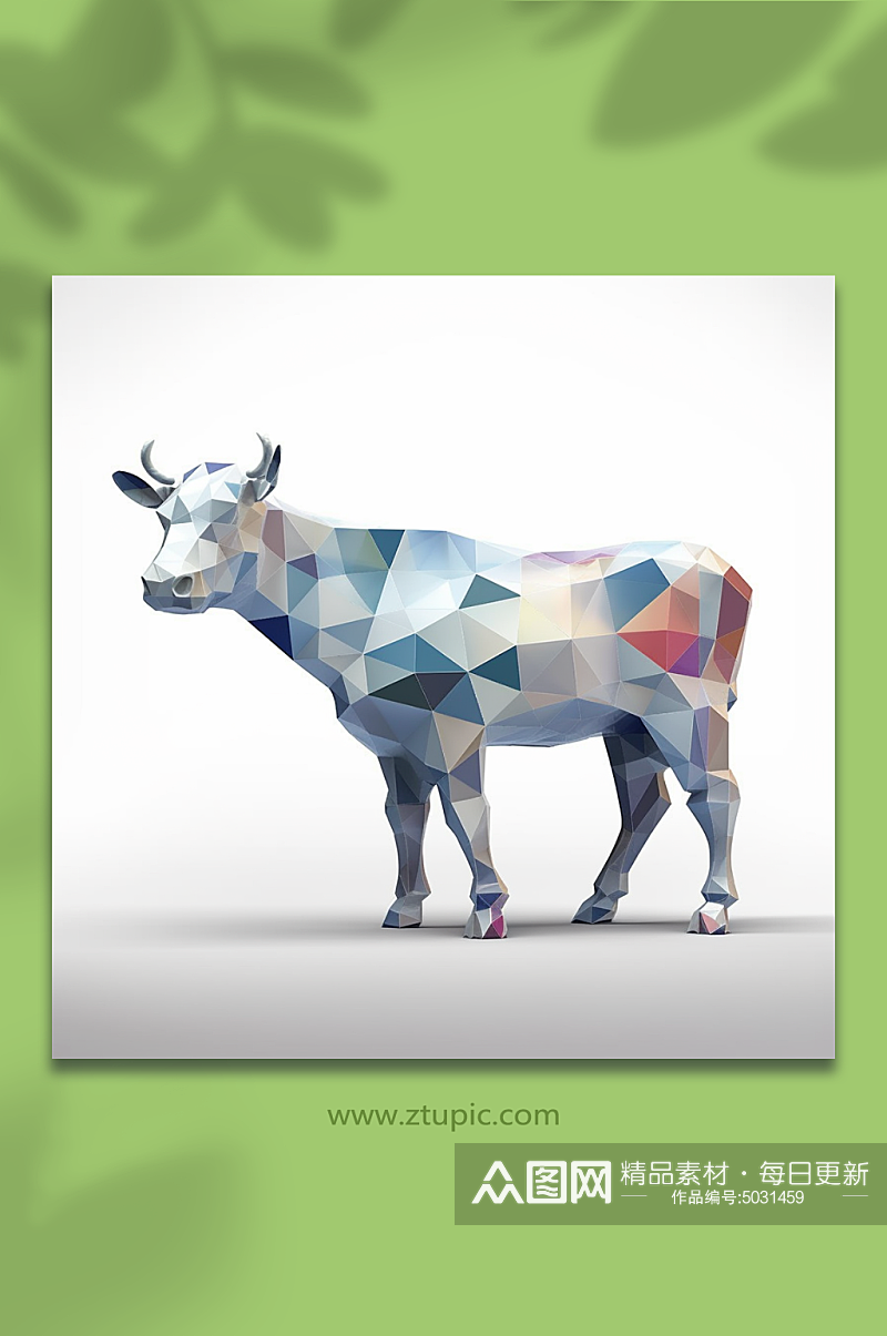 AI数字艺术晶格化牛动物形象素材