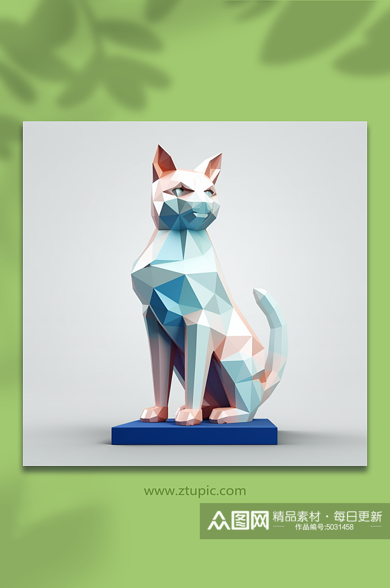 AI数字艺术晶格化猫动物形象素材