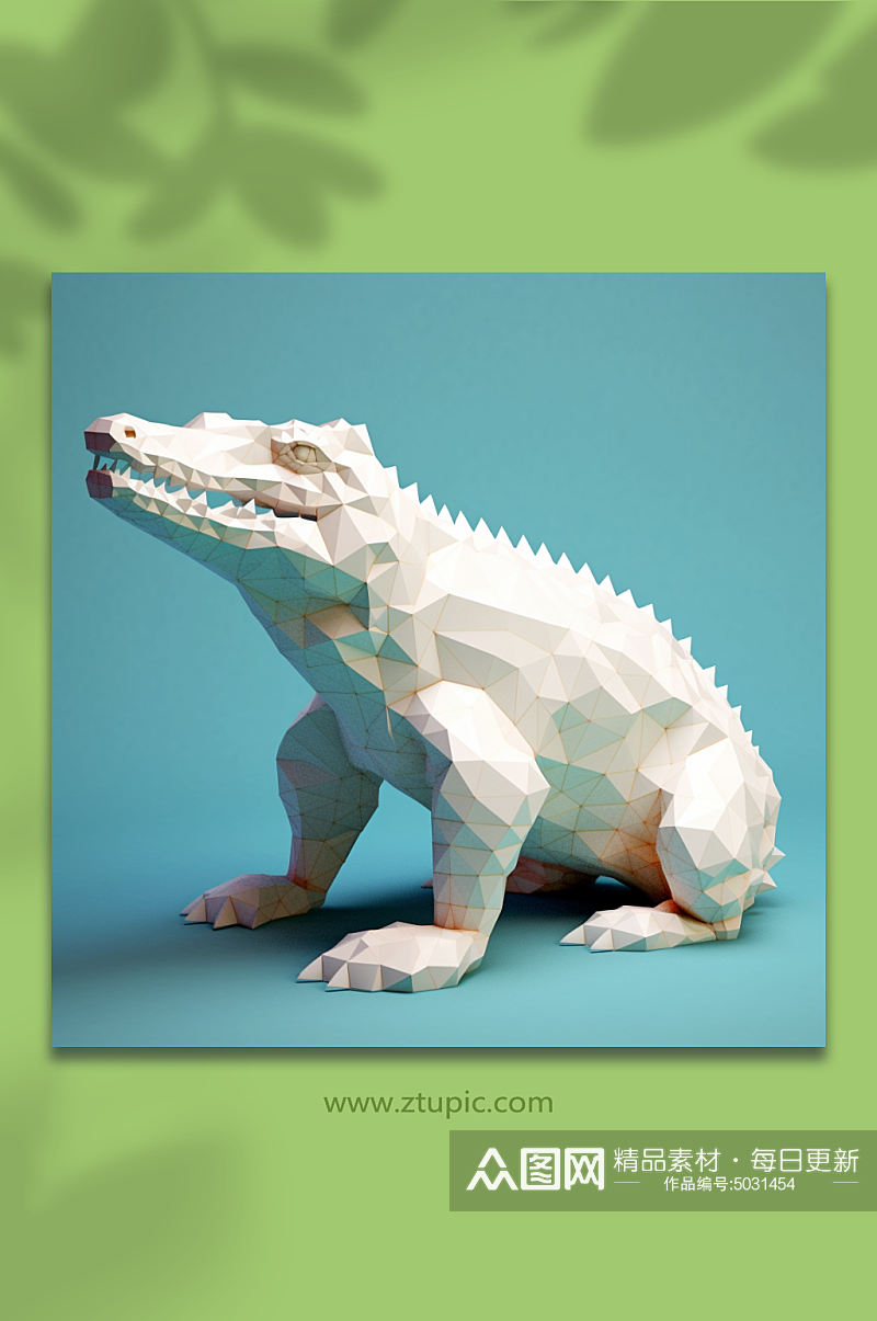AI数字艺术晶格化鳄鱼动物形象素材