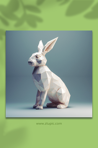 AI数字艺术晶格化兔子动物形象