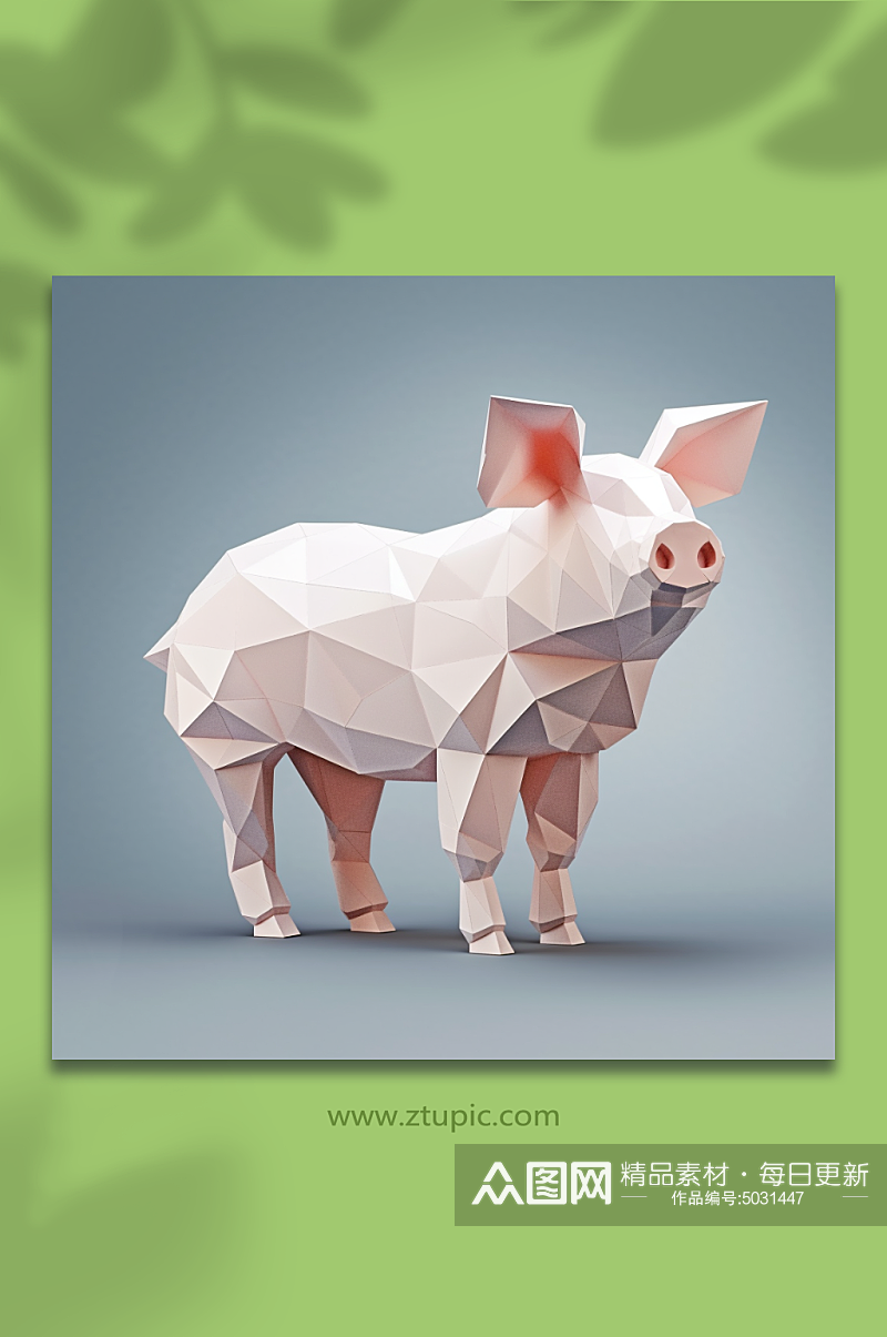 AI数字艺术晶格化猪动物形象素材