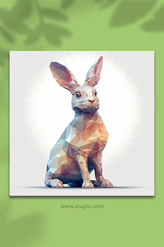 AI数字艺术晶格化兔子动物形象