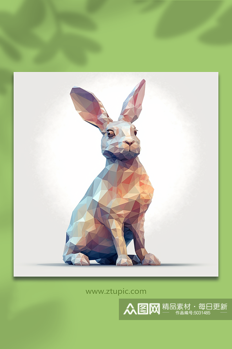 AI数字艺术晶格化兔子动物形象素材