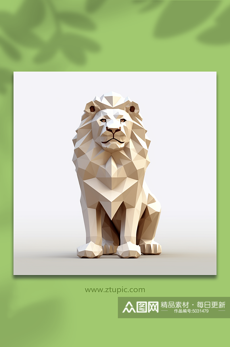 AI数字艺术晶格化狮子动物形象素材