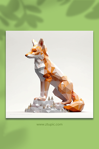 AI数字艺术晶格化狐狸动物形象