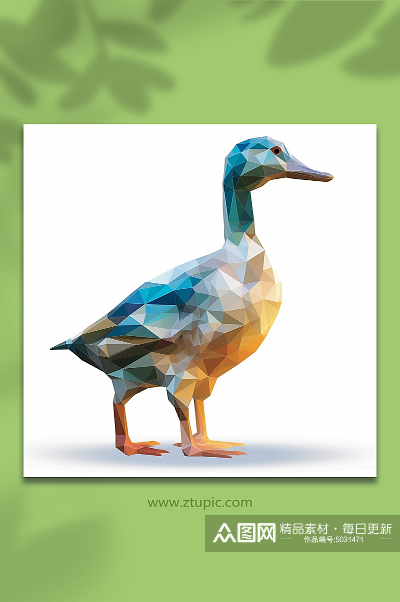 AI数字艺术晶格化鸭子动物形象素材